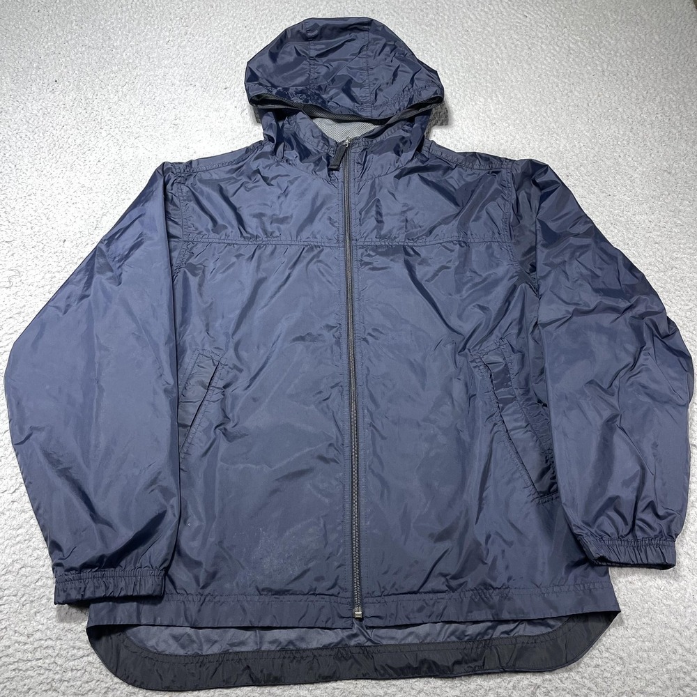 Gap Jacket Mens Medium Blue Hooded‎ Nylon Windbreaker Full Zip Lined Lightweight